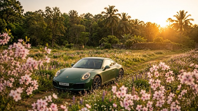 Sports Car in Wildflowers