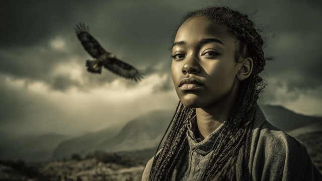 Mountain Portrait With Eagle